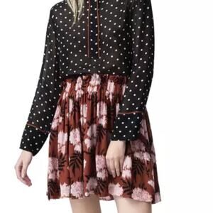 Ganni Monette Georgette Smocked Waist Skirt SZ36 US 4/Small